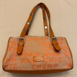 Moschino cheap chic Orange Tan Shoulder Bag Y2K designer canvas and leather logo